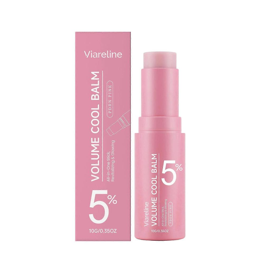 5% PDRN Pink Volume Cool Balm Stick 10g, Collagen Multi Balm for Face Eyes Lips Neck, Hydrating Anti-Aging Glow Stick with Vitamin E
