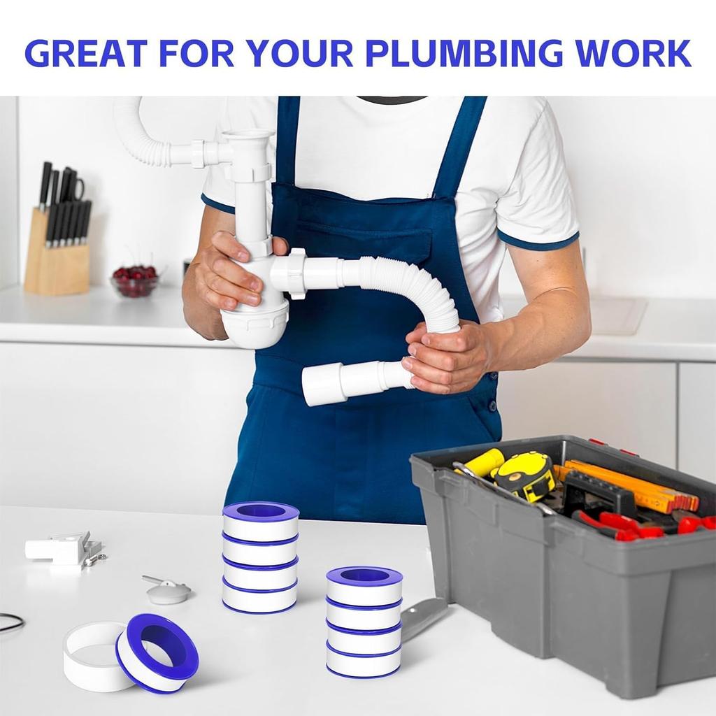 Plumbing Sealant Tape 10PCS – Leak-Proof Thread Seal Tape for Water/Gas Pipes, No Oil Needed, Easy Fix