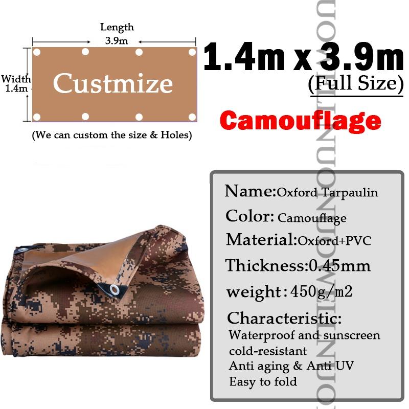 450GSM Oxford Camouflage Tarpaulin Rainproof Cloth Outdoor PVC Camping Tent Sail Heavy Duty Truck Shelter Cover Boat Tarps