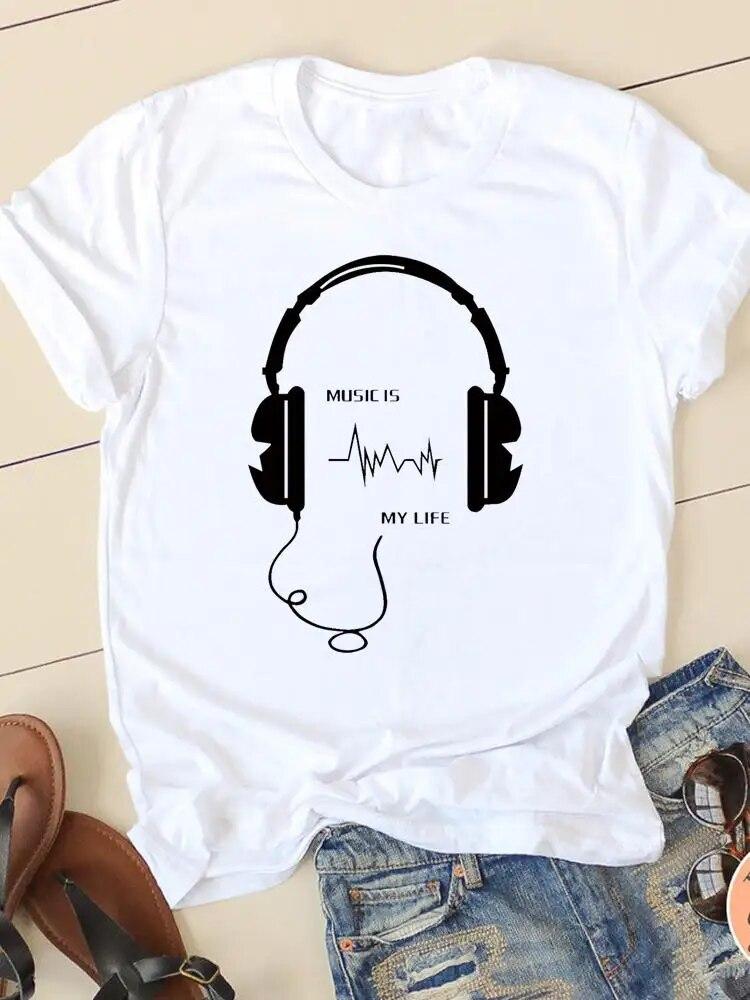 Graphic Tee T-shirts Short Sleeve Ladies Casual Clothing Flamingo Beach 90s Trend Summer Women Fashion Female T Shirt Clothes