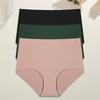 3Pcs Plus Size Ice Silk Underwear Women's Seamless Panties Sexy High Rise Traceless Invisible Briefs Breathable Lingerie