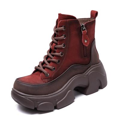 GKTINOO 2025 Зимние Теплые Сапоги из Натуральной Шерсти Женская Обувь Увеличение Роста Натуральная Кожа Толстая Подошва Платформа Короткий Ботинок