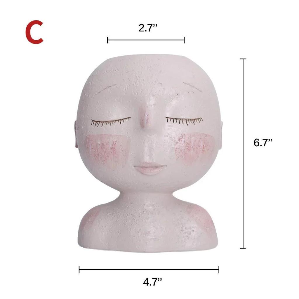 Креативное лицо Цветочный горшок Голова Кашпо Горшок Суккулент Кашпо Искусство Статуя Скульптура Горшечные Декоративные Украшения Ваза