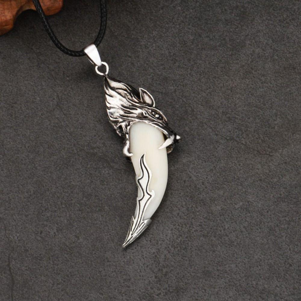 Ожерелье из цинкового сплава с клыками волка, натуральный зуб, тибетский амулет, новое ожерелье, ювелирное изделие