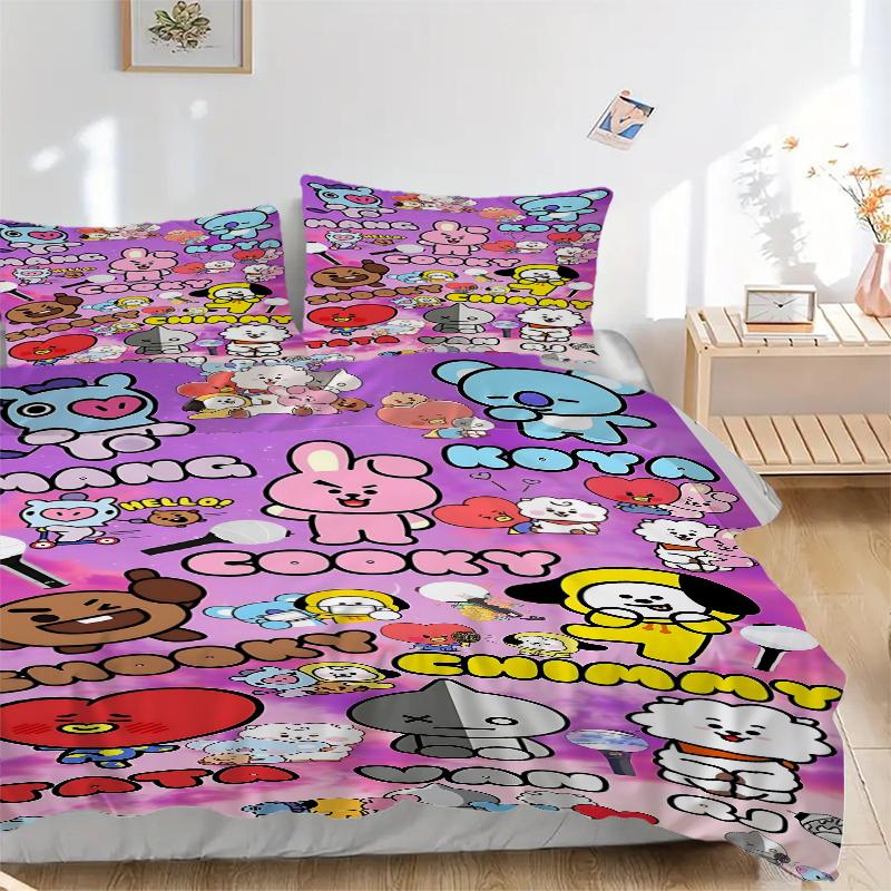 3Pcs Bt21 Character Parade Bedding Sets For All Sizes New 3D Printed Bed Cover Comforter Duvet Cover Pillowcase Bedroom Decoration