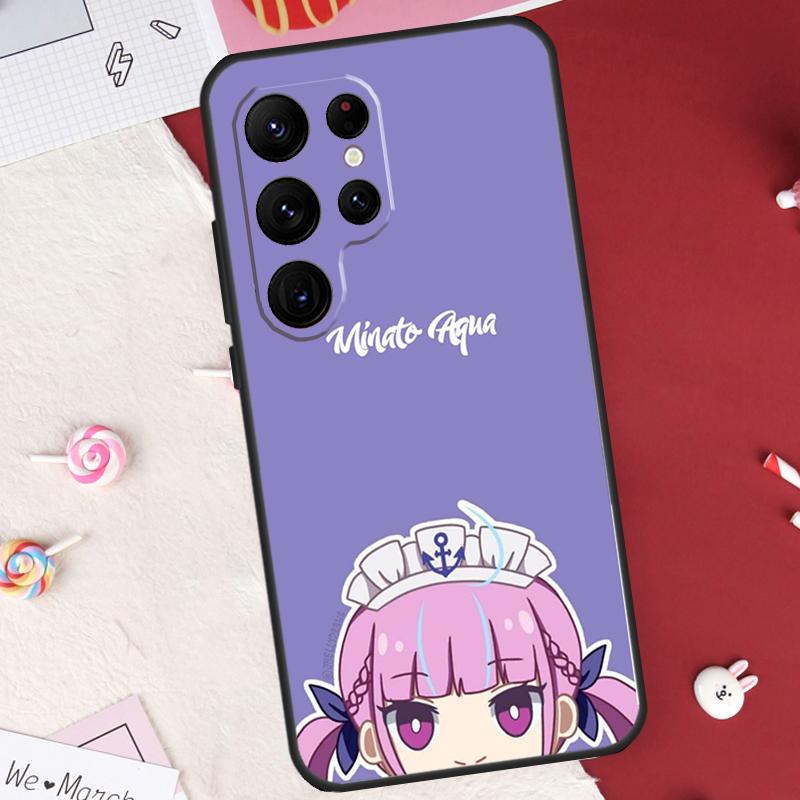 Чехол Hololive Minato Aqua для Samsung Galaxy S26 Ultra S23 S22 S21 S20 S24 S25 Ultra S10 Plus S25 FE Защитный корпус