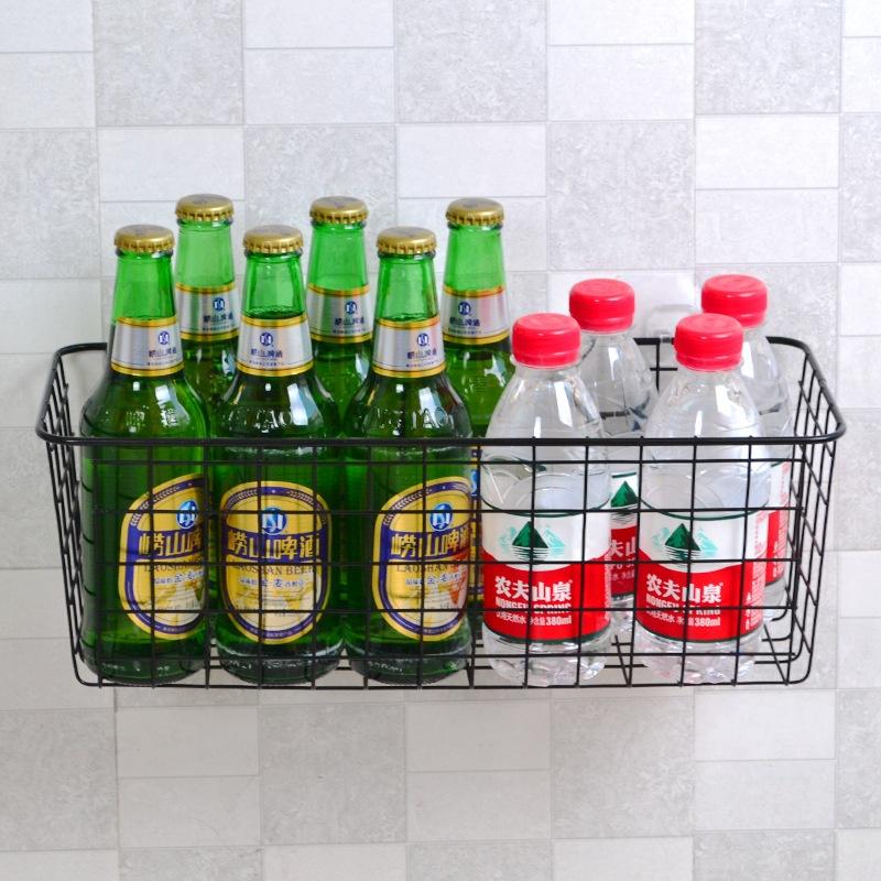 Kitchen Wrought Iron Hanging Basket Storage Box Without Punching Wall-mounted Desktop Bathroom Toile