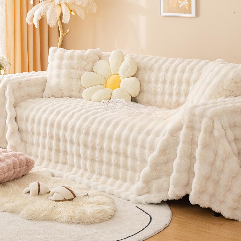 Полотенце для дивана, зимнее утолщенное плюшевое покрытие с кроликом, чехол для дивана, ткань, подушка для дивана, универсальная универсальная плюшевая подушка, зимняя
