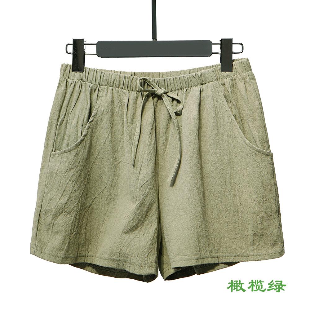 GMXIA Шорты из хлопка и конопли, женские, однотонные, льняные, с высокой талией, свободные, три точки, летние, узкие, повседневные брюки