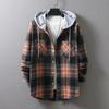 Весна и осень мужская повседневная рубашка с длинным рукавом в клетку с капюшоном мужская трендовая модная свободная рубашка куртка