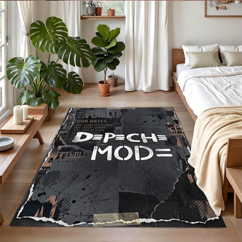 Depeche Mode Print Crystal Velvet Plush Rug Wear?Resistant Anti?Slip Floor Mat For Indoor Household Decoration