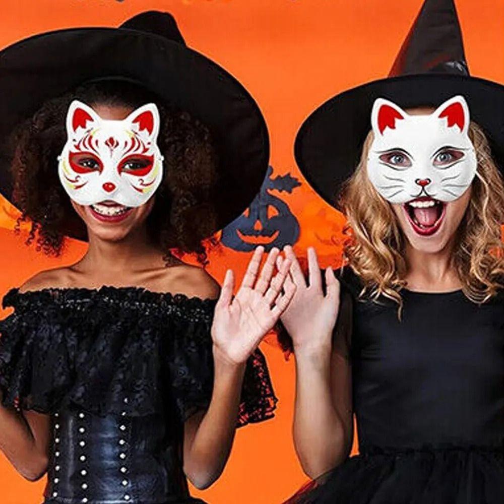 White DIY Hand-Painted Mask Handmade Half Face Mask Japanese Cosplay Blank Mask Party