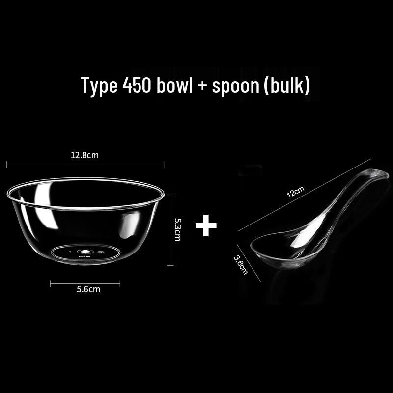 Disposable Plastic Crystal Bowls with Spoons - 100 Sets