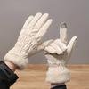 Plush Down Cotton Gloves New Winter Fleece Cold Weather Gloves Cotton Thickened Warm Women's Gloves Touch Screen Ski Gloves
