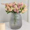 Имитация цветочного букета, неувядающий декоративный цветок из искусственного шелка, привлекательный 15 головок, домашний декор для спальни, искусственный букет роз