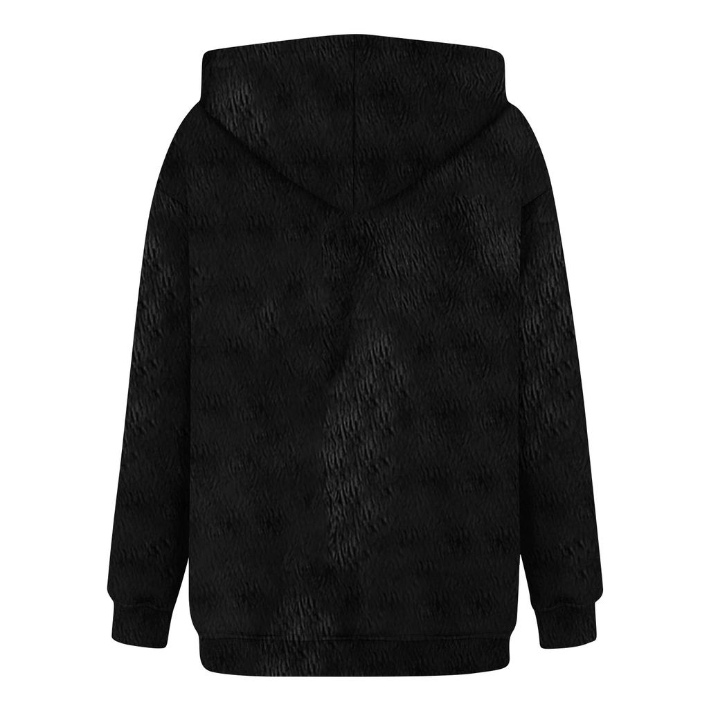 Women's Hooded Long Sleeve Printed Flannel Top Hooded Sweatshirt