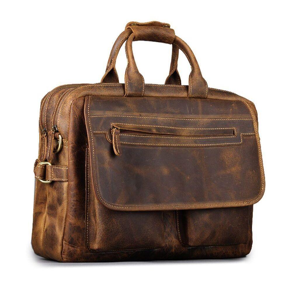 Портфель из кожи буйвола, офисная сумка-мессенджер, сумка для ноутбука, сумка на плечо, 16 дюймов
