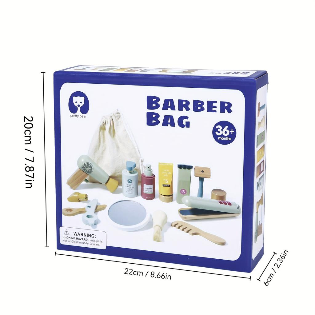 13 шт. Деревянный парикмахерский набор Набор игрушек для парикмахерской для молодежи, Деревянный набор игрушек для макияжа, Игрушка для индивидуальной прически, Набор для бритья для мальчика
