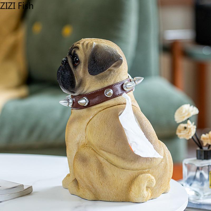 Милая модель собаки из смолы, имитация животных, коробка для салфеток, держатель для салфеток, украшение, креативное украшение для дома, аксессуары