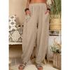 Women's Haren Pants Summer Casual Retro Large Size Cotton and Linen Pants Elastic Waist Wide Leg Pants Home Pants