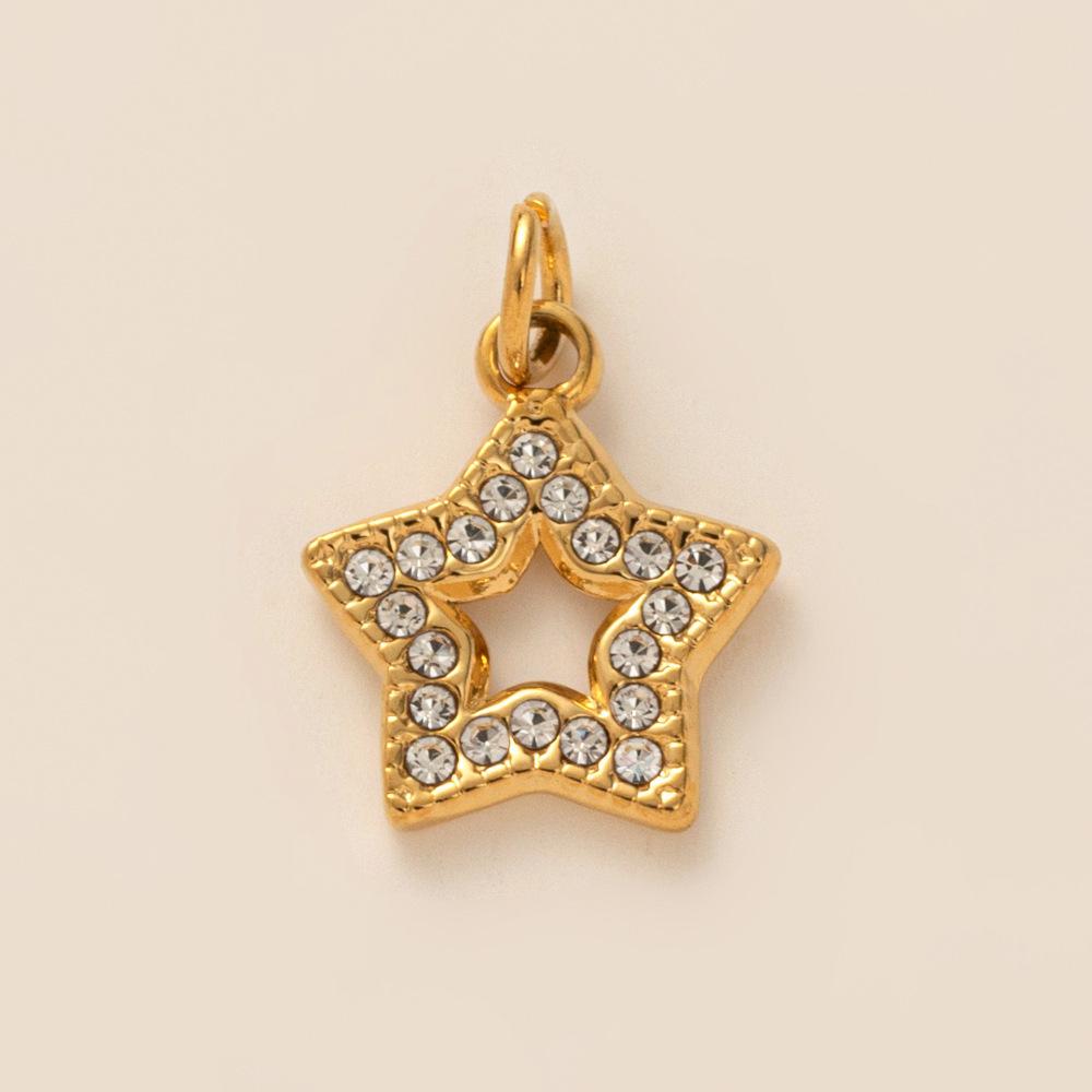 Yori 3Pcs Star Moon Rainbow Sun Pendant Stainless Steel Plated with 18K Gold for Jewelry Making Supplies DIY Necklace