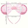Disney Повязка на голову Минни Блестящий пайеточный бант Милый мультяшный аксессуар для волос Милое блестящее украшение-корона из страз