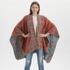 New Women's Shawl Cape Retro Flame Auspicious Cloud Jacquard Warm Split Shawl