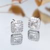 Brilliant Princess Cut White Zircon Stud Earrings for Women Silver Color Wedding Fine Jewelry Gifts