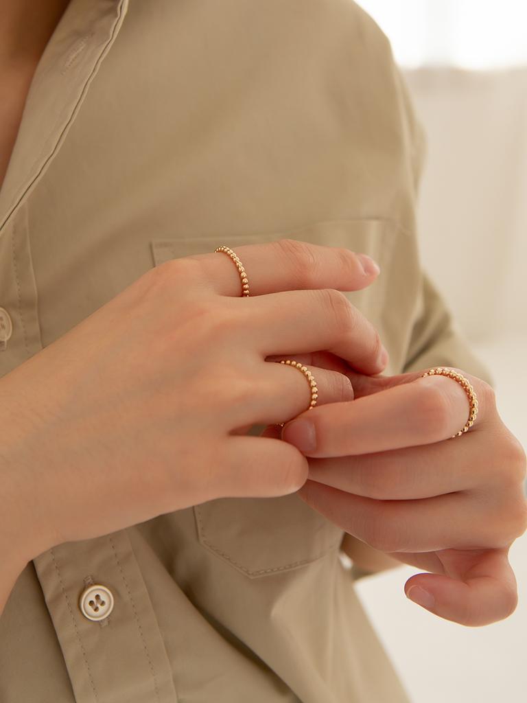 Кольцо Lunne 14K 2 мм с цепочкой из шариков-пузырьков (14-каратное золото) Lfr08 (Тип)