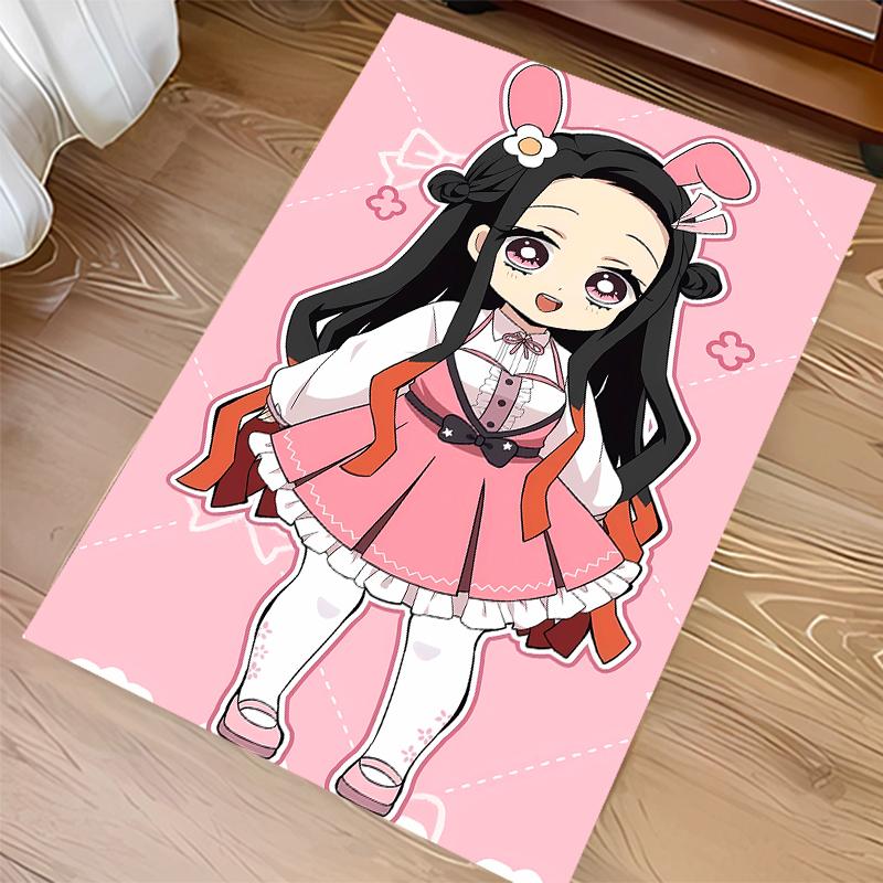 1pc Demon Slayer Nezuko2 Print Area Rug - Soft, Washable Non-Slip Indoor Mat for Office Chairs, Living Room, Home Office Decorative Rug