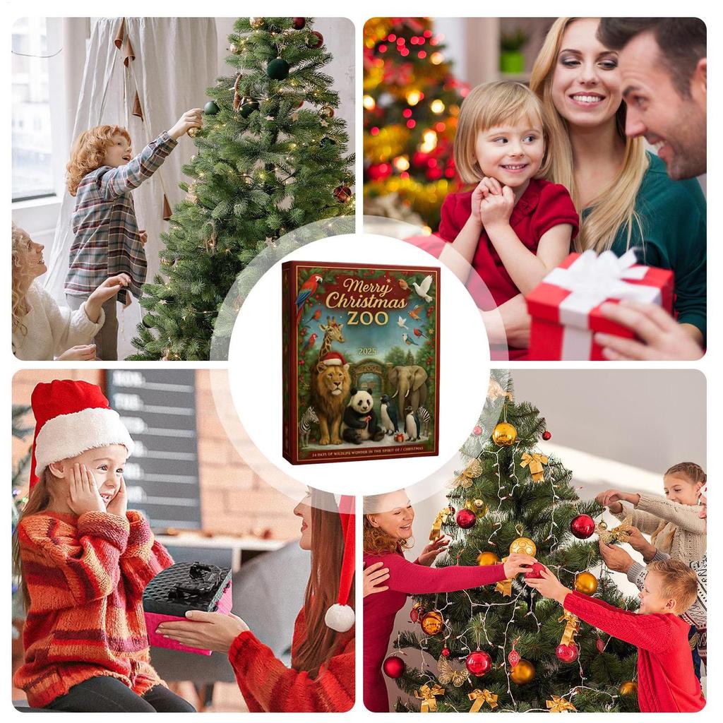 Животный Адвент-календарь для детей 24 дня Обратный отсчет до Рождества 2D акриловая подвеска для подвешивания Домашнее украшение 2025 Рождество Navidad