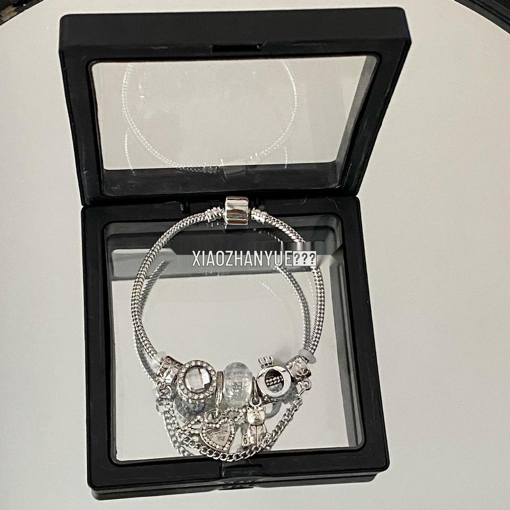 Women's 925 Silver Crown Beaded Snake Chain Bracelet