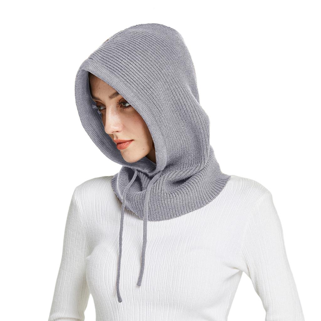 Вязаные шерстяные балаклавы Skullies для женщин и мужчин, зимние шерстяные шарфы с капюшоном и завязками, шапки для защиты шеи и лица, шапочки для пар