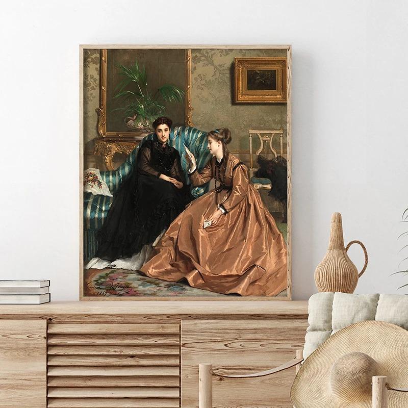 Викторианская женская живопись холст постер античный портрет девушки постер настенное украшение в стиле Регентства холст картины картины