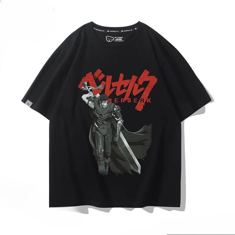 Футболка из 100% хлопка с фирменным принтом воинов аниме Berserk Guts летняя мужская повседневная уличная одежда с короткими рукавами
