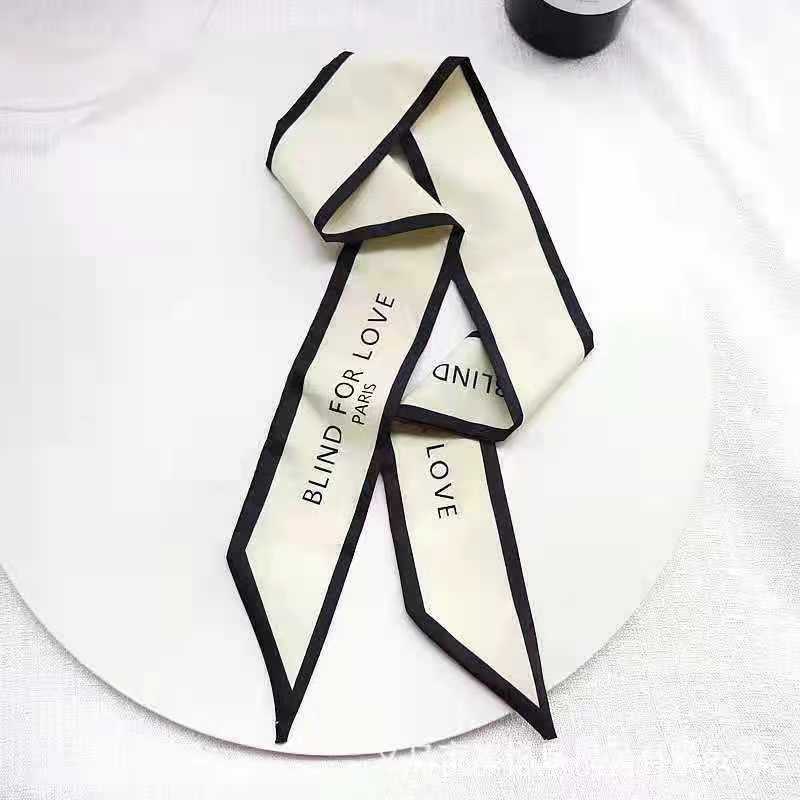 Маленький белый и нежно-зеленый шелковый шарф для женщин, тонкая лента, повязка на голову, резинка для волос, украшение для сумки, длинный