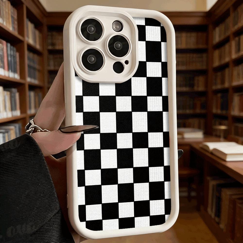 Black and White Checkerboard Soft TPU Shockproof Case For Xiaomi Redmi Note 15 14 13 12 11 Pro Anti-Fall Protective Back Cover