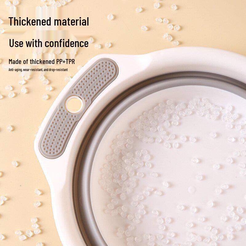 Foldable Portable Washbasin: Ideal for Dorm, Travel, Laundry, Face Washing - Durable, Round, Thick Plastic