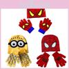Stylish Children's Spiderman Minions Knitted Hat And Gloves Winter Warm Suit