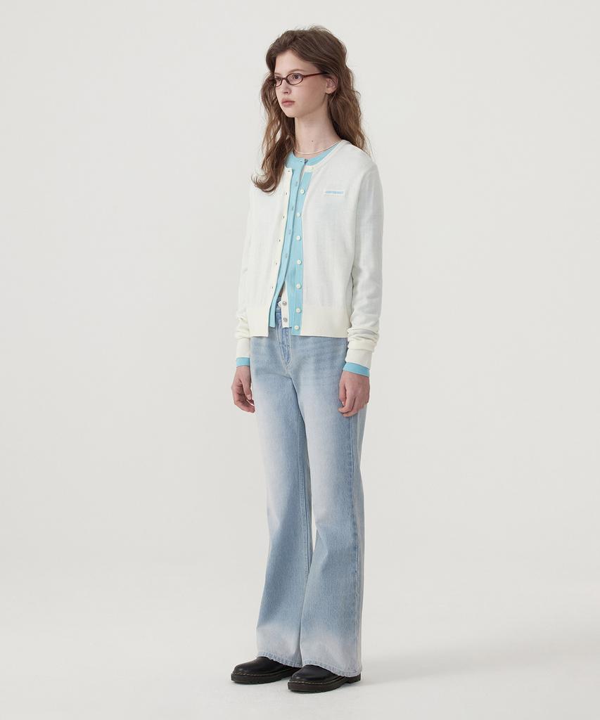 Кардиган Covernat Woman Basic с логотипом Cooper, цвет слоновой кости