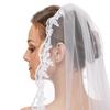 Свадебная фата с металлическим гребнем, кружевными аппликациями, прозрачным тюлем до кончиков пальцев, для свадьбы