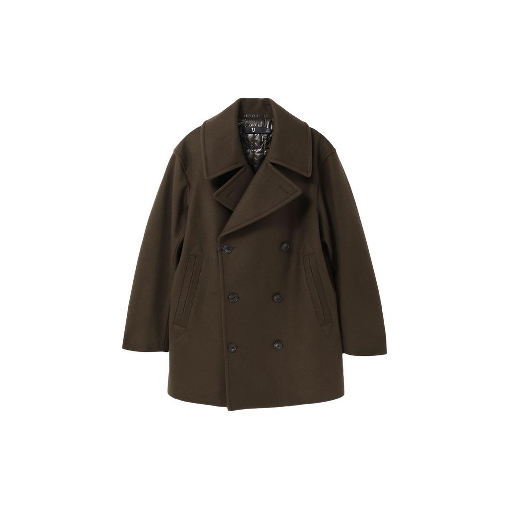 Uniqlo Пальто свободного кроя с двубортной застежкой и длинным рукавом, коллаборация Jil Sander, мужские пальто, оливковый 445769-56