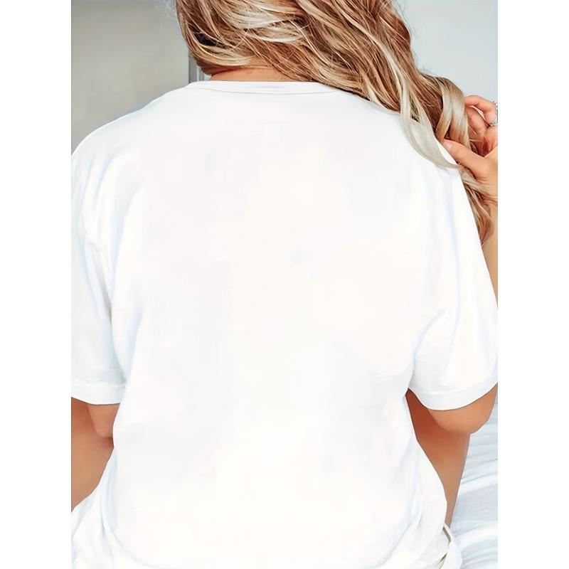 Европейский размер - Женская графическая футболка Tom And Jerry - Повседневная, с круглым вырезом, с короткими рукавами