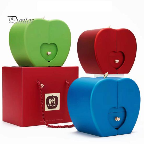 Коробка для хранения ювелирных изделий Элегантный футляр для ожерелья и колец в форме яблока с долговечным мыльным цветком для фестиваля Рождества