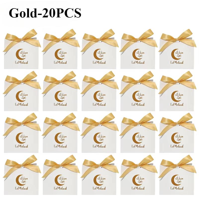 1-40 шт. Бумажные подарочные пакеты с лунным принтом, многоразовые сумки-тоут для конфет на Рамадан, Рождество, День святого Валентина, многоцелевые хозяйственные сумки