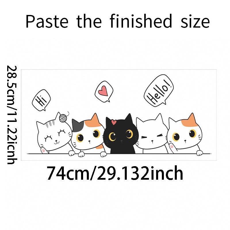 Наклейки Sartoon Cute Cat для украшения дверей шкафа для спальни, водонепроницаемые самоклеящиеся наклейки