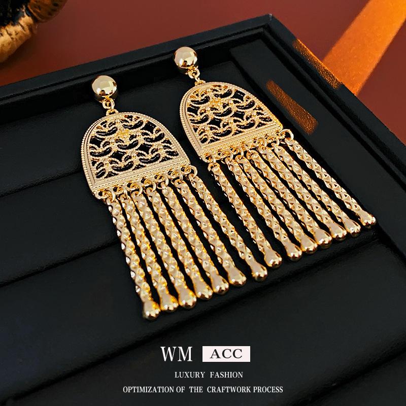 Винтажные серьги-кисточки 'Сердце и цветок из серебряной иглы'