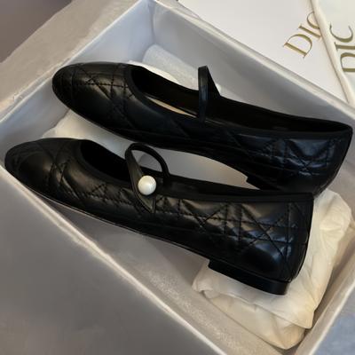 Версия из овчины~ Туфли Балетки Кожа Ромб Жемчуг Плоские туфли Женские туфли Мэри Джейн