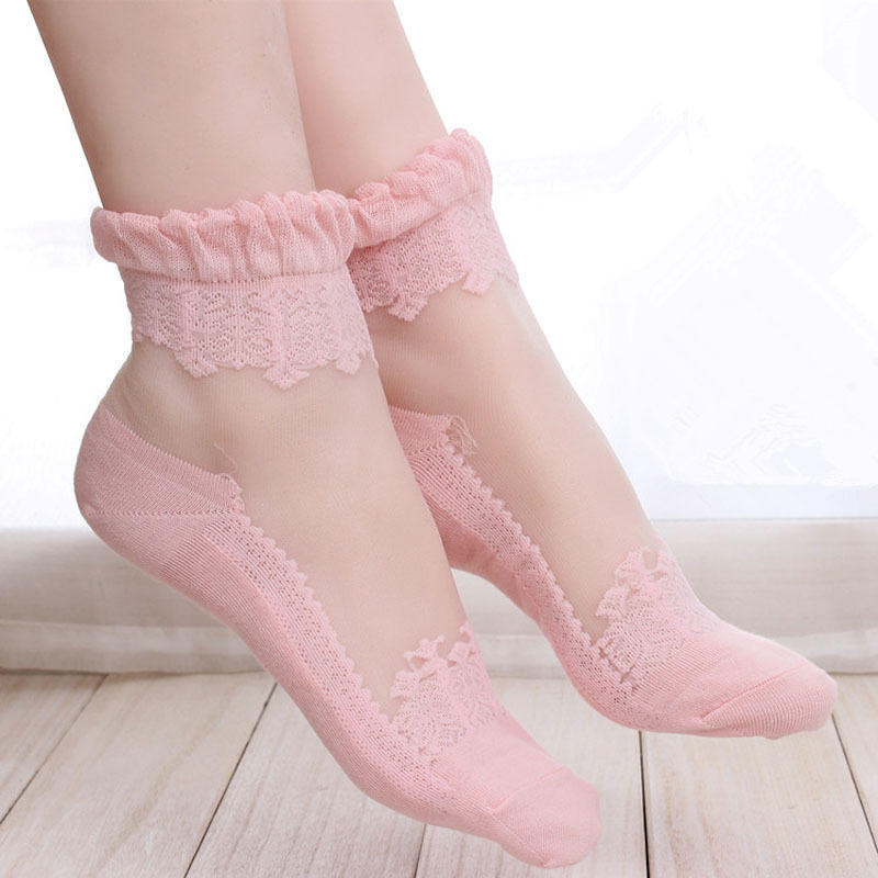 Fashion Lace Ruffle Ankle Soft Mesh Knit Frill Women Trim Women Transparent Socks