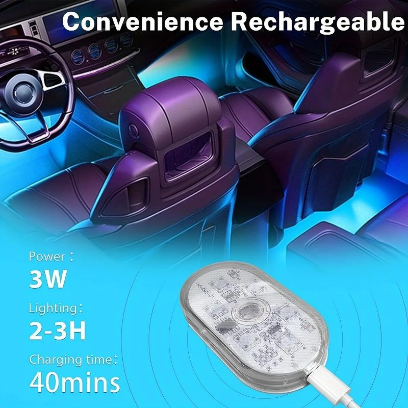 Беспроводная RGB LED подсветка салона автомобиля, перезаряжаемая от USB, атмосферообразующая лампа для авто, простая установка для двери, ног, багажника